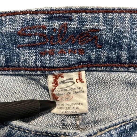 Silver Jeans Santorini Capris Low Rise Straight Leg Blue Denim Women’s Size 28 - Picture 8 of 14